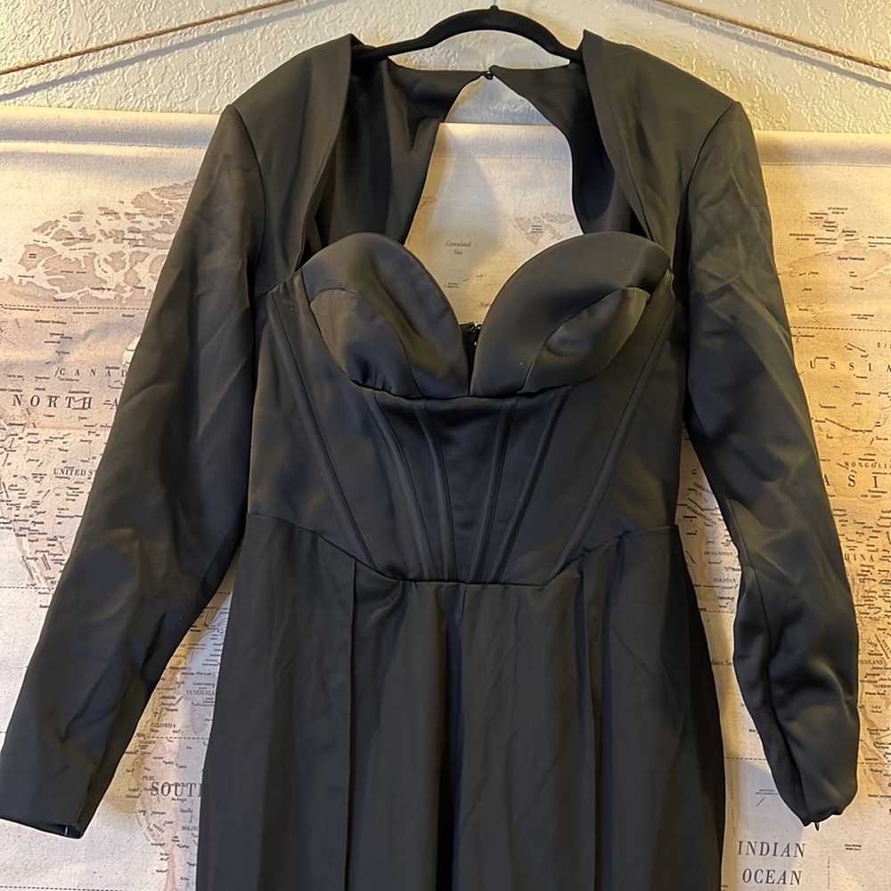House of CB ‘Zoey’ Black Satin Corset Jumpsuit NWOT - Picture 7 of 7
